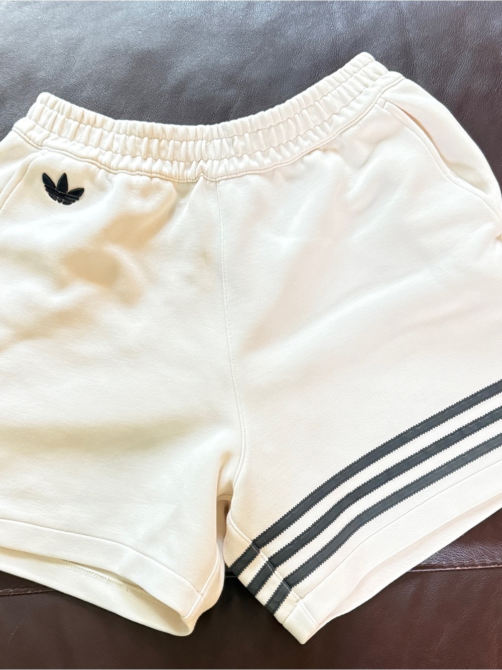Adidas Originals Men’s White 3-Stripes Fleece Shorts